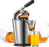 Zitruspresse Elektrisch, Saftpresse Zitruspresse mit Professioneller Hebelarm, 160W Leiser Motor, 2 BPA-frei Kegel Geeignet für Alle Gängigen Zitrusfrüchte, Silber