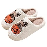 Hausschuhe Damen, Plüsch Funny Print Unisex Slipper Lustig Winter Hausschuhe mit Fußbett Filzpantoffeln rutschfeste Hausschlappen Warme Gefüttert Bequem Filzhausschuhe für Herren und Damen