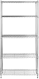 Amazon Basics – Aufbewahrungseinheit mit 5 Regalböden, höhenverstellbaren Einlegeböden und Nivellierfüßen, Maximalgewicht 680 kg, Chrom, 36 D x 91 W x 183 H cm