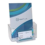 ogoPLUS DIN A5 Prospekthalter mit Visitenkartenständer, Prospektständer, Flyer-Ständer, Visitenkartenhalter Aufsteller, Werbung,Aufsteller Tisch-Prospektständer, Prospektbox