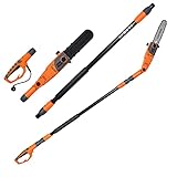 COSTWAY Elektrostangensäge Hochentaster 212-286 cm, Mehrwinkel Stangenkettensäge mit verstellbaren Sägekopf, Profi-Astsäge Teleskop Motorsäge Teleskop-Kettensäge für Hof Garten, Orange