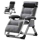 SUNYRISY Sonnenliege Liegestuhl Klappbar, 200KG Belastbar Zero Gravity Chair mit Kissen Unterstützung Getränkehalter, Extra Breit Verstellbare Gartenliege für Patio Garten Strand Pool