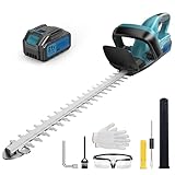 Bürstenlos Akku Heckenschere mit Akku und Ladegerät, Brushless Elektrisch Heckenschere, Elektrogartenscheren Hedge Timmer, 500W, 530mm Schnittläng, 3000mAh Batterie, 20mm Zahnabstand