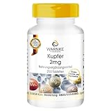 Kupfer 2mg - 250 Tabletten mit je 2mg - Kupferbisglycinat - HOCHDOSIERT - Deutsche Apothekenqualität - vegan | Warnke Vitalstoffe