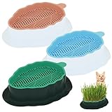 Katzengras-Pflanzgefäß, 3-teilig, Blattform, abnehmbares hydroponisches Katzengras-Pflanzgefäß, ABS, Katzengrasbox für Zuhause, Katzenzucht, Katzenbedarf, keine Samen, Katzengras-Anzuchtset, Katzengra