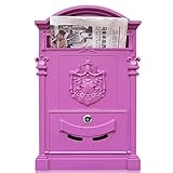Wandbriefkasten – dekorativer Vintage-Briefkasten, abschließbar, kommerzielle Wohnung, Bordsteinwand, Wandmontage, mit Montagematerial, rostbeständiger Metallbrief-Manager (Roze)