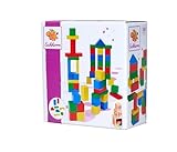 Eichhorn 100021252 50 bunte Holzbausteine, FSC 100% zertifiziertes Buchenholz, Motorikspielzeug geeignet für Kinder ab 1 Jahr