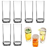 Trinkgläser, 290 ml, klassische, transparente, wiederverwendbare Trinkgläser, 6 Stück, für Wasser, Whiskey, Bier, Wein, Eiskaffee, Pool, Terrasse, Outdoor, Zuhause