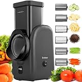 Gemüseschneider elektrisch,Gemüsehobel,6 in 1Käsereibe,Multifunktional Elektrisches Schnitzelwerk,Reibe für Obst und Gemüse,Gemüseschneider Ideal für Käse, Gurken, Karotten, Nüsse usw Schwarz