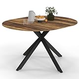 IDMarket - Ausziehbarer runder Esstisch ALIX 4-8 Personen Spinnenbein schwarz und Tischplatte aus dunklem Holz Hawkins 110-150 cm