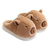 ZHUMCCY Capybara Hausschuhe, Plüsch Capybara Hausschuhe, Plüsch Schuhe Winter Niedliche Tierhausschuhe Für Erwachsene, Teenager Und Mädchen Schlafzimmer, Haus Und Zuhause,M/L