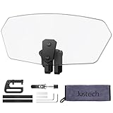 Justech Motorrad Windabweiser Aufsatz Verstellbare Clip-on Windschild Spoiler Windschutz Windschutzscheibe Durchsichtige Windschutzglas 270x165x50mm Windschutzscheibenverlängerung Schwarze Halterung