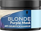 Schwarzkopf Blonde Purple Mask (150 ml), Purple Mask mit Anti-Gelbstich Effekt, neutralisiert Gelbtöne und pflegt aufgehelltes, gesträhntes & graues Haar, vegan & silikonfrei