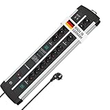 Brennenstuhl Premium-Protect-Line Gaming-Steckdosenleiste 14-Fach mit 2X Schalter und Überspannungsschutz (Mehrfachsteckdose mit 3m Kabel und 2-Fach USB 3,10A, Made in Germany)