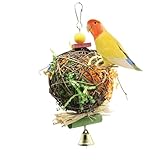 RQcMid Wellensittich Zubehör, Vogelspielzeug Papageienspielzeug, Natürliche Rattan Ball Für Geistige Stimulation Und Kaugewohnheiten, Vogelkäfig Zubehör, (20 * 10cm)