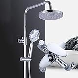 Generisch Shower System, Silbernes Haushalts-Hebe- und Kaltduschset, Messing-Duscharmatur, 20 cm, rundes Top-Spray-Duschsystem, 3 Modi, zart