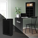 ML-Design Wandtisch klappbar, Schwarz, Wandklapptisch mit Tafel, 8 Fächern und Pinnwand, Schreibtisch zum ausklappen, Klapptisch Wandmontage, Klappschreibtisch mit Regal, Esstisch Laptoptisch Bartisch