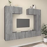 AJSEOYBS Tv Kommode,Fernsehschrank,Fernsehschran,Tv Table6-Tlg. Tv-Schrank-Set Grau Sonoma Holzwerkstoffgeeignet Geeignet für Wohnzimmer, Schlafzimmer, Büro, Empfangsraum, Arbeitszimmer