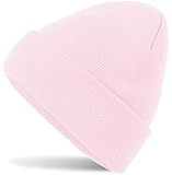 HatStar Wintermütze | Damen Beanie Mütze | Herren Feinstrick Beanie | für Frauen Männer Unisex | Cuffed Hats Weich & Warm (pastel pink)
