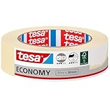 tesa Malerband ECONOMY - Vielseitiges Klebeband für Malerarbeiten ohne Lösungsmittel - Bis zu 4 Tage nach Gebrauch rückstandslos entfernbar, 50 m x 30 mm