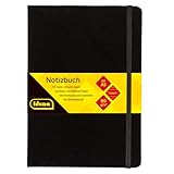 Idena 209284 - Notizbuch DIN A5 liniert, Papier cremefarben, 192 Seiten, 80 g/m², Hardcover in Schwarz