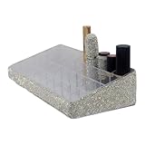 Bestbling Lippenstift-Organizer aus Acryl, großes Fassungsvermögen, 36 Fächer, Schreibtisch-Kosmetik-Aufbewahrungsregal, abgestuftes Design, Lippenstift-Halter (Silber)