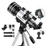 Teleskop für Kinder und Erwachsene, 70 mm Blenden-Refraktor-Teleskope für Astronomie-Anfänger, tragbares Reise-Teleskop mit Handy-Adapter und kabelloser Fernbedienung, Astronomie-Geschenke für Kinder…