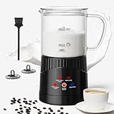 QEXREED 4-in-1 Milchaufschäumer Elektrisch, Automatischer Milchaufschäumer 400ML, Automatische Abschaltung, Leiser Betrieb, Heiß & Kalt Milchwärmer für Kaffee, Latte, Cappuccino