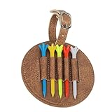 Shurzzesj Tee-Halter – PU-Lederhülle mit 5 fünfeckigen Tees – Sport-Golfball-Halter, Golfball-Tee-Halter mit Gürtelbefestigung für Erwachsene, Männer und Frauen