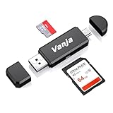 Vanja SD Kartenleser, USB-A & Micro-USB Port Kartenlesegerät Micro SD Adapter | Unterstütz SD, SDHC, SDXC, microSD, microSDHC, microSDXC | für PC, Laptop, ältere Smartphones usw.