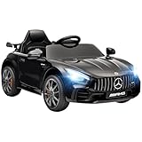 AIYAPLAY Kinder Elektroauto 12V Elektrofahrzeug mit 2,4G Fernbedienung, Lichten, Musik, Stützräder, 3-5 km/h, Kinderauto mit USB, MP3, Rückwärtsfunktion, Sanftstart, für Kinder 3-6 Jahre, Schwarz