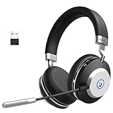 Wantek Kabelloses Headset, Bluetooth Headset mit Mikrofon USB-Dongle, Kabelloses Headset mit Mikrofon, USB-Dongle für PC/Büro/Zoom/Skype/Laptop