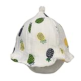 LIFKOME 1Stk Babymütze Neugeborener Sonnenhut -Strandhut UV Jungs Fischerhut Sonnenschutz Kappe Babyhut mit breiter Krempe Ananas Bedruckte Baumwollkappe Baumwolle Weiß