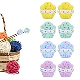 Lnngub 8 Stück Stricknadelstopper, Kuchen-Stricknadel Stopper Weicher Nadelstopfen aus Silikon 2,8 x 2,8 cm Stricknadel Spitzenschutz zum Stricken, Nähen, Basteln, DIY-Projekte(Lila, Grün, Blau, Gelb)