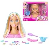 Barbie-Puppe Styling-Kopf, Blondes Haar mit mehr als 20 Styling-Zubehörteilen inklusive Stern, Schmetterling und Haarclips mit Farbwechsel, JFG81