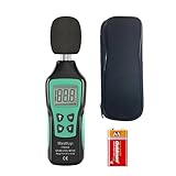 Dezibel-Messgerät, Digitaler Schallpegelmesser 30-130 dB(A), Tragbares SPL-Messgerät mit hintergrundbeleuchtetem LCD-Display, Audio-Lärm-Messgerät mit MAX/MIN, Data Hold, Taschenlampe Home Factory