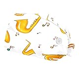 DHH166 2 Packungen Arbeitskappe mit Knöpfen, Schweißband, verstellbare Hüte, chirurgische Kappen für Damen, Herren, goldenes Saxophon, Musiknoten, Mehrfarbig1, Einheitsgröße