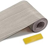 Forzater Tapetenbordüre zum Abziehen und Aufkleben, wasserdicht, entfernbar, PVC-Spiegelbordüre für Küche, Badezimmer, Wanddekoration (graue Holzmaserung, 10 x 10 m)