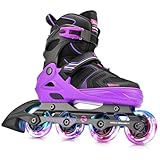 Kuxuan Skates Verstellbare Inline-Skates für Jungen Mädchen Kinder mit Leuchträdern, Teenager-Skates für Anfängerinnen Frauen