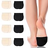 8 Paar Zehensocken Vorfußsocken, Atmungsaktive Zehensocken aus Baumwolle Damen, No Show Halbsocken, Rutschfeste Zehentopper Socken für High Heels,Sportschuhe - Beige & Schwarz