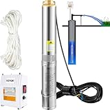 VEVOR 4' Tiefbrunnenpumpe 370W Brunnenpumpe 110L/min Tauchpumpe max. Förderhöhe 44m Rohrpumpe 230V 50Hz Sandpumpe Edelstahl Wasserpumpe 0-40℃ Pumpe Ideal zum Bewässern Wasser-Versorgen Entwässern