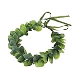 UTALIND 1 x Blattkrone, Stirnband mit Schleife, Blumenkronen, Eukalyptus-Blumenkranz für Hochzeit, Party, grünes Blatt