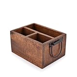 EDHAS Besteckkorb mit 3 Fächern, Besteck-Utensilienhalter mit Metallgriffen für Bauernhaus-Küchendekoration und Arbeitsplatte, Esstisch, Büro-Organizer (20,3 x 15,2 x 10,2 cm)