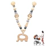 BFUZXY Kinderwagenkette Holz Baby,Kinderwagen Kette,Kinderwagenspielzeug Mädchen Junge,Spielkette für Kinderwagen,Babyschale Spielzeug,mit Holz Schelelefant für Babys und Kleinkinder ab 0+ Monaten