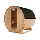 HOME DELUXE - Outdoor Fasssauna LAHTI L - Maße: BxTxH: ca. 194 cm x 191 cm x 180 cm, Holz: Fichtenholz - inkl. Saunaofen und Saunazubehör I Gartensauna, Außensauna, Sauna Fass für 4 Personen