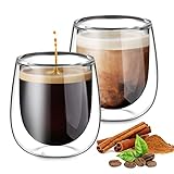 glastal 100ml (4oz) Doppelwandige Espressotassen Espresso Gläser 2er Set, Borosilikatglas Kaffeetassen Glas Set Kaffeeglas Teegläser für Espresso, Latte, Iced Americano, Tee, EIS, Milch, Saft