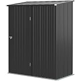 Outsunny Gerätehaus 1,34 m² Geräteschrank mit Pultdach abschließbar Gartenhaus Geräteschuppen aus verzinkter Stahl 161,5 x 94,5 x 196 cm Schwarz