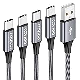 USB Typ C Kabel, RAVIAD [4Pack 0.5M 1M 2M 3M] Nylon Typ C Ladekabel und Datenkabel USB C Schnellladekabel für Samsung Galaxy S10/S9/S8+, Huawei P30/P20, Google Pixel, Sony Xperia XZ, OnePlus 6T (Grau)