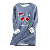 Weihnachtspulli Damen Freizeit Gefüttert Pullover Für Zuhause Langarm Shirt Rundhalsausschnitt Weihnachten Fleece Pullover Sweatshirt gutschein