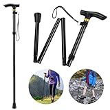 Thlevel Faltbar Gehstock Bergstock Spazierstock Wanderstock Canes Urlaubs Höhenverstellbar rutschfest Leicht Unisex